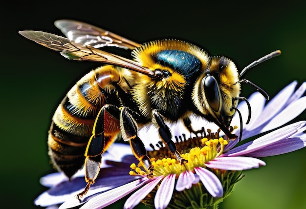 Photo une image isolée d'une abeille montrant ses caractéristiques époustouflantes et son importance dans la pollinisation