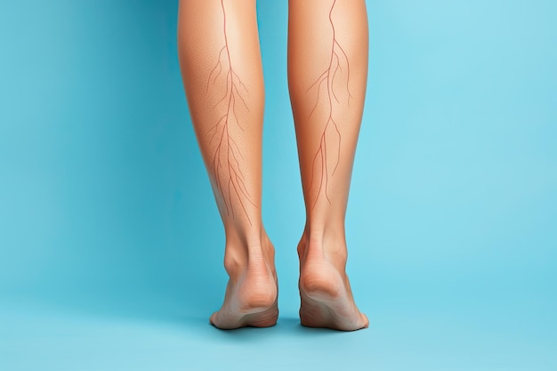 Photo une image des jambes d'une femme avec une ligne sur la jambe inférieure