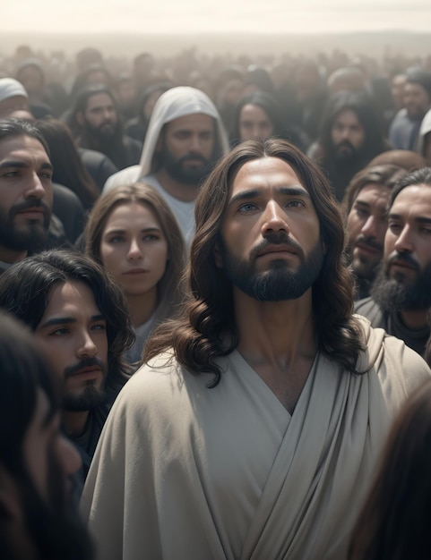 image de jésus dans la foule