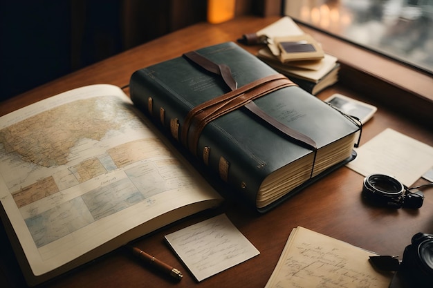 Une image d'un journal de voyageur rempli de croquis, de notes et de souvenirs