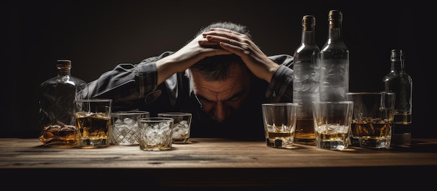 Image de la journée de sensibilisation à l'alcool montrant un homme ivre cherchant le changement et l'amélioration