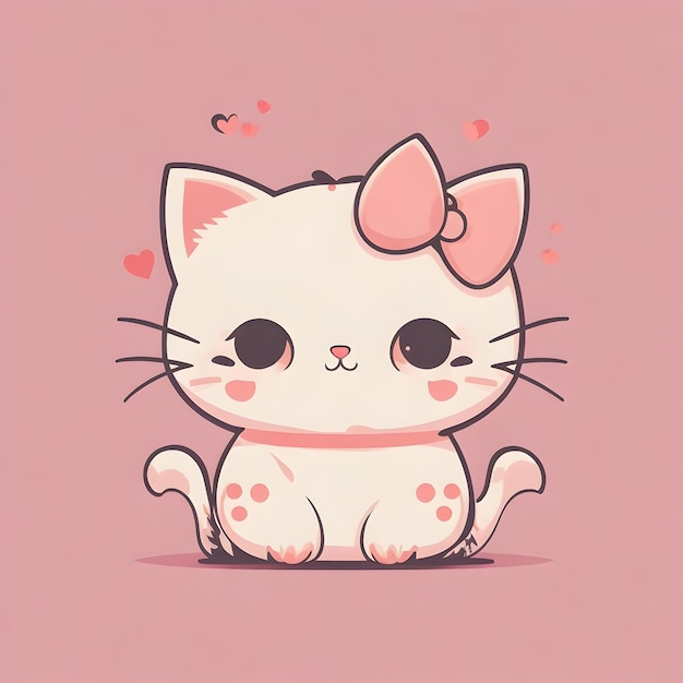 Image kawaii Kitty avec un minimum de détails