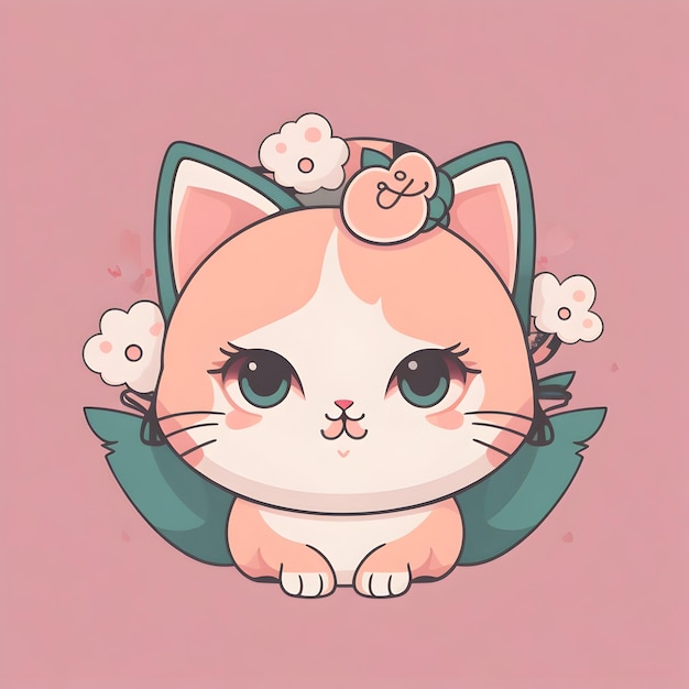 Image kawaii Kitty avec un minimum de détails