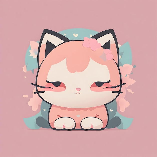 Image kawaii Kitty avec un minimum de détails