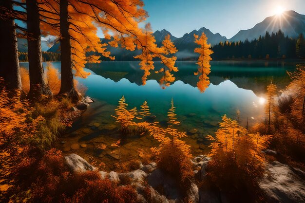 une image d'un lac avec le mot f dans l'eau