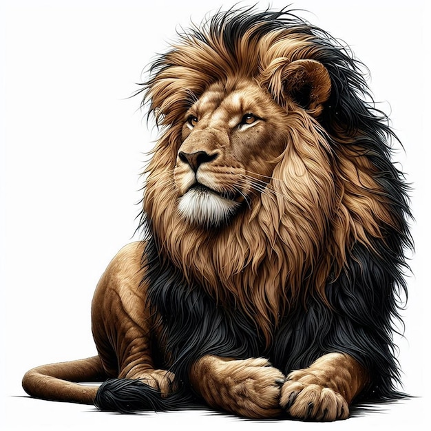 Une image de lion majestueux pour enfants livre lion avec fond blanc lion majestique