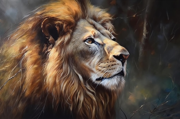 Image d'un lion mâle Faune Animaux Illustration Generative AI