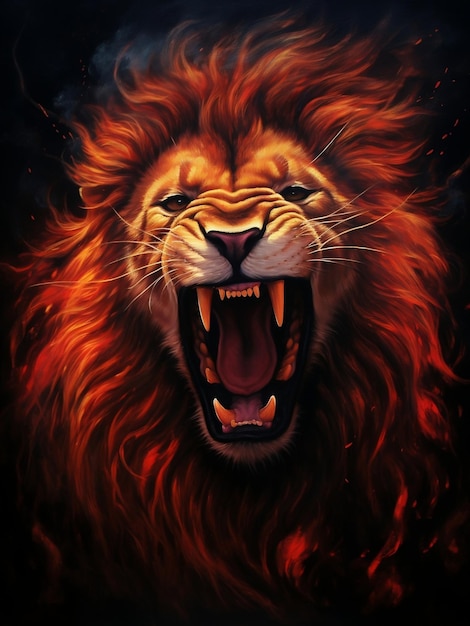 L'image d'un lion qui rugit