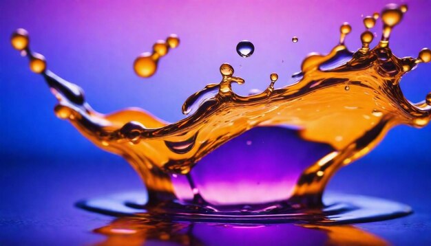 une image d'un liquide avec des bulles et un fond violet