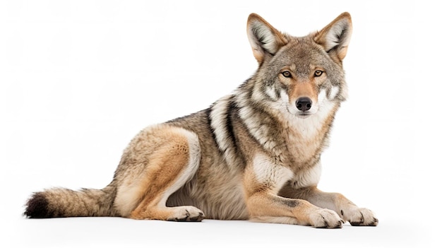 Une image de loup debout sur fond blanc