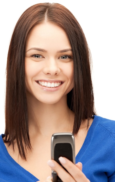 image lumineuse d'une femme d'affaires avec un téléphone portable