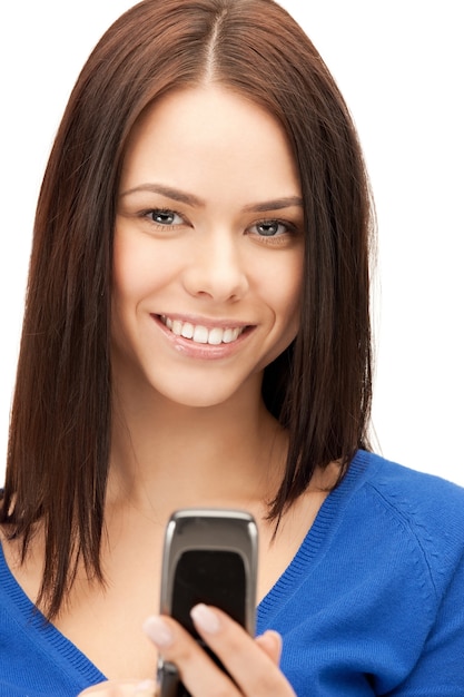 image lumineuse d'une femme d'affaires avec un téléphone portable