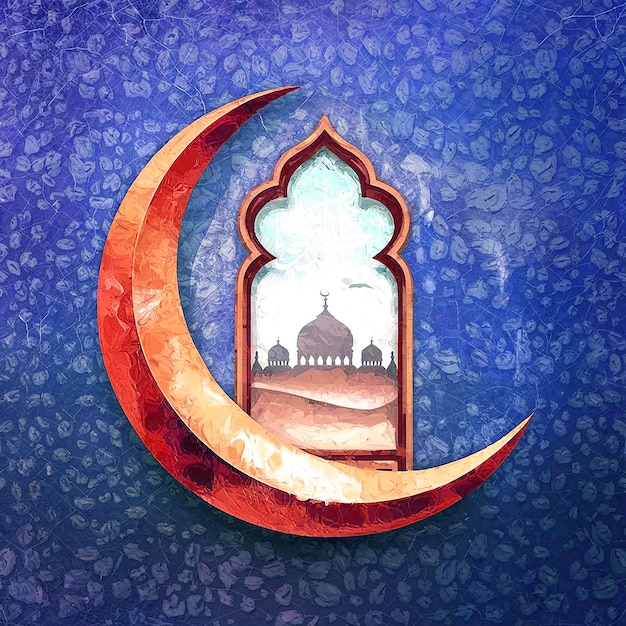 une image d'une lune et d'une église avec une fenêtre en arrière-plan