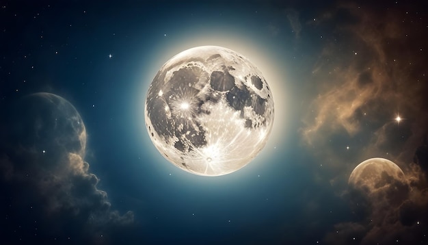 une image d'une lune pleine et de la lune