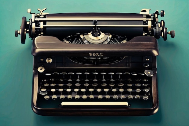 Image d'une machine à écrire ancienne en vue supérieure Bon modèle pour la conception de la Journée mondiale de la dactylographie