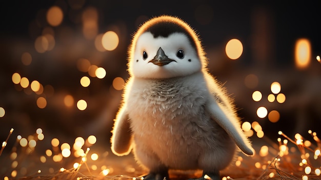 L'image macro du pingouin mignon avec Bokeh 4K