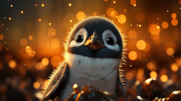 Photo l'image macro du pingouin mignon avec bokeh 4k