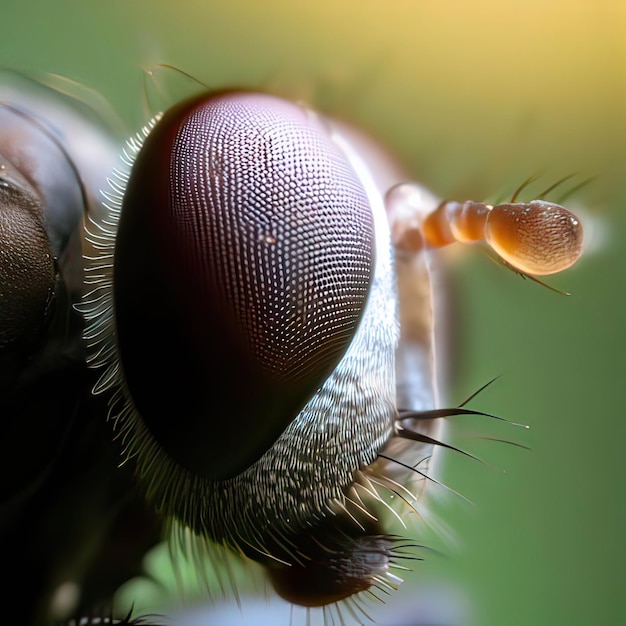 image macro focalisée de l'oeil d'une mouche IA générative