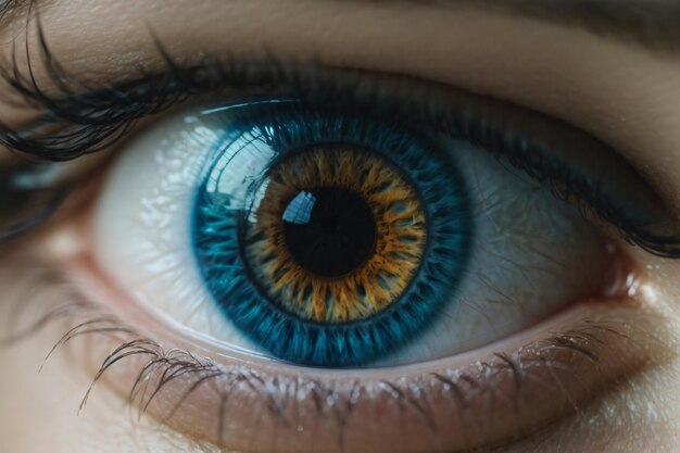 Image macro de l'œil bleu humain par l'IA générative