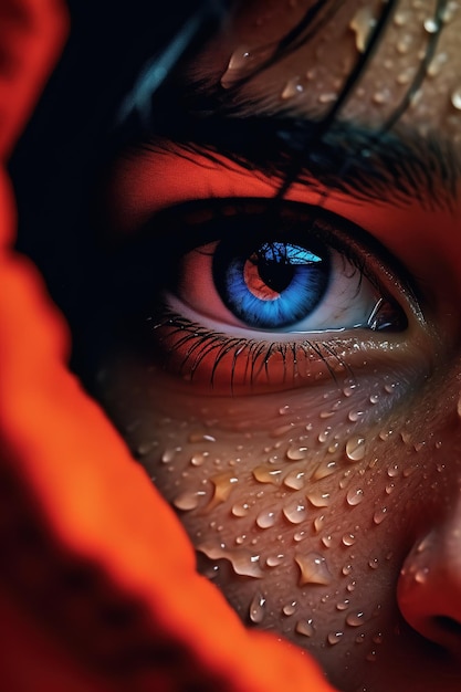 Image macro de l'œil humain en couleur
