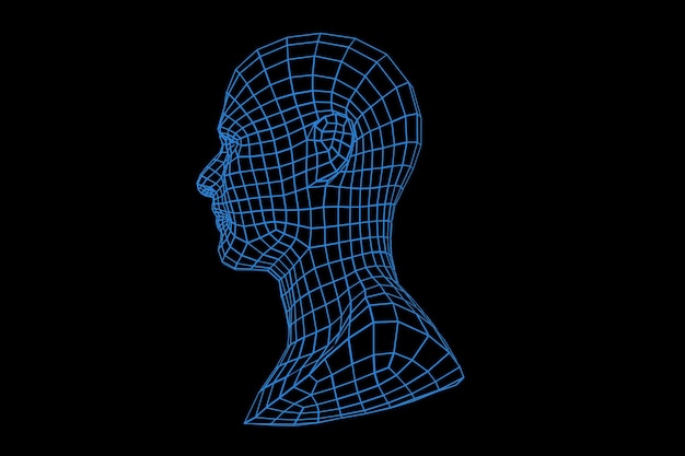 Image en maille tridimensionnelle d'un visage d'homme