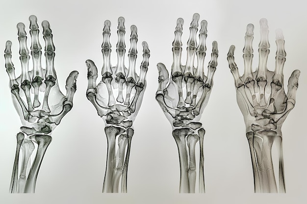 Une image d'une main avec une main squelette et des os du poignet en elle et une image d' une main avec un