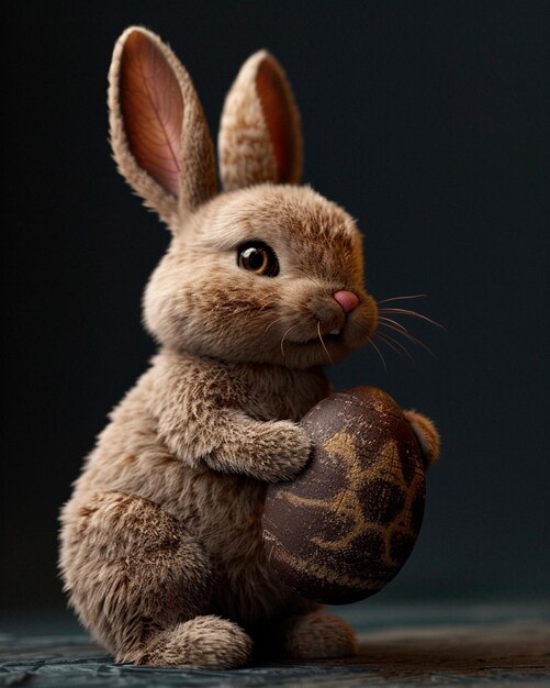 Une image d'un mignon petit lapin tenant un œuf