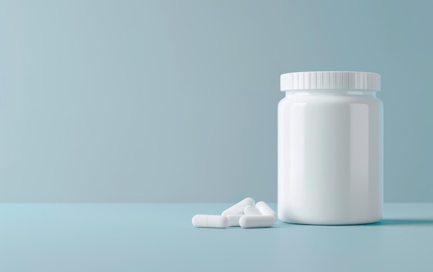 Une image minimaliste d'une bouteille de médicaments blanche