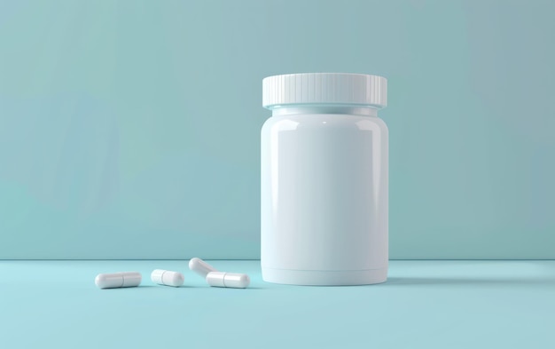 Une image minimaliste d'une bouteille de médicaments blanche