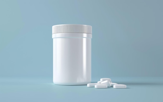 Une image minimaliste d'une bouteille de médicaments blanche