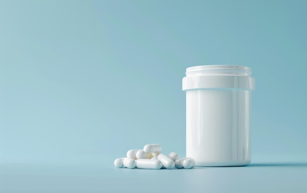 Une image minimaliste d'une bouteille de médicaments blanche