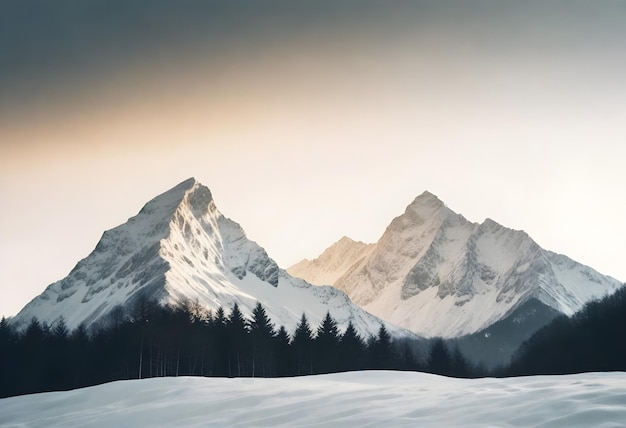 Photo une image d'une montagne avec le mot neige