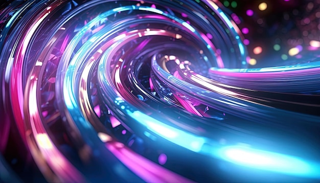 une image montrant un tunnel abstrait de lumières avec des lumières colorées