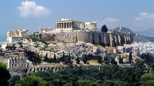 Photo l'image montre les anciennes ruines de l'acropole d'athènes en grèce