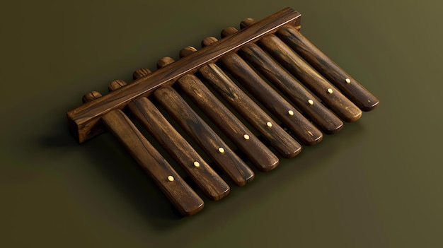 Photo cette image montre un rendu 3d d'un xylophone en bois avec des batteurs dorés