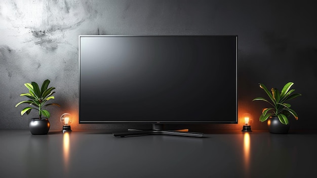 Cette image montre un téléviseur à écran plat noir brillant et élégant isolé sur un fond blanc