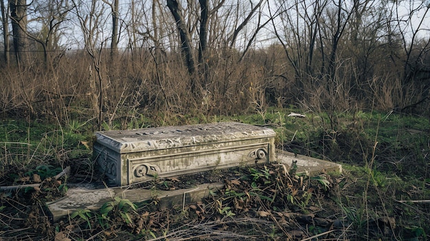Photo cette image montre un vieux cimetière abandonné.