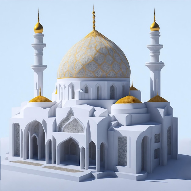 Photo l'image d'une mosquée tridimensionnelle en couleur blanche