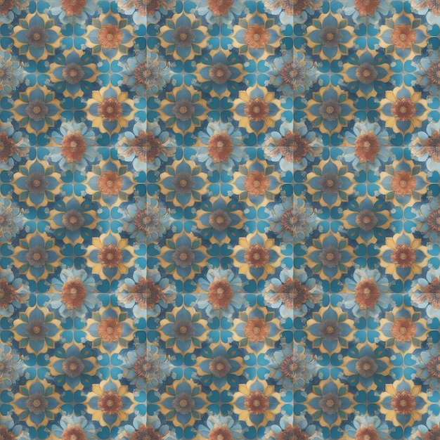 Image de motif de carreaux de formes de fleurs abstraites et modernes générée par Ai
