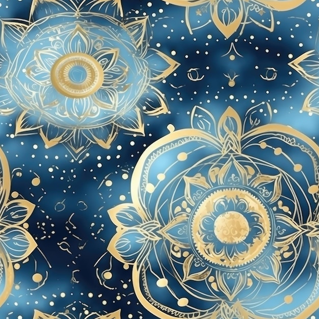 image motif textile avec fond bleu