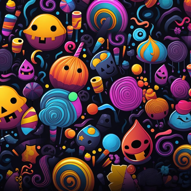 une image d'un motif sur le thème d'Halloween dans le style de candycore