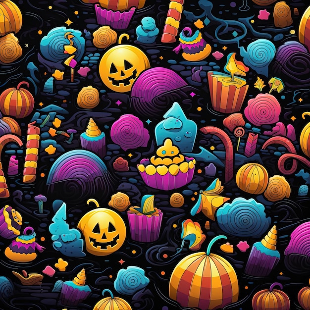 une image d'un motif sur le thème d'Halloween dans le style de candycore