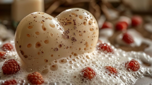 Une image de mousse de savon en forme de cœur