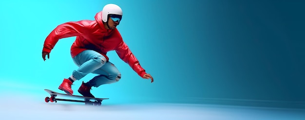 Image en mouvement rapide d'un skateboarder en train de faire du skateboard