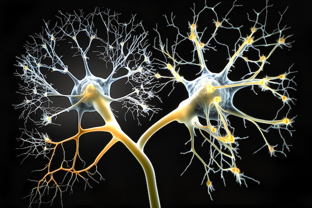 Une image d'un neurone et d'un cerveau.