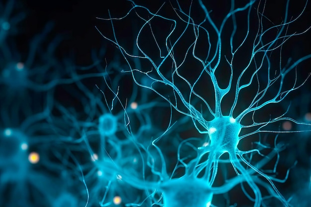 Une image de neurones impliqués dans la fonction exécutive tels que ceux du cortex préfrontal génératif