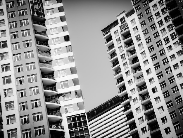 Image en noir et blanc de bâtiments modernes