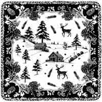 Photo une image en noir et blanc d'une cabane et d'une cabanne avec un cerf dessus