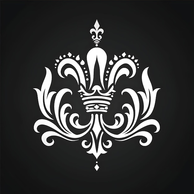 une image en noir et blanc d'une couronne avec une couronne dessus