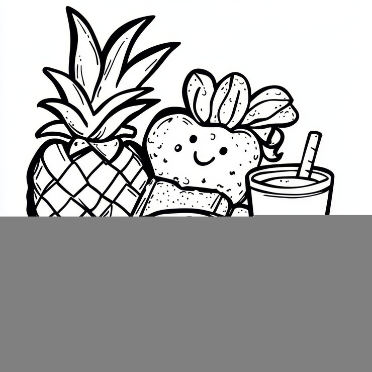 Photo une image en noir et blanc d'un fruit et d'une boisson